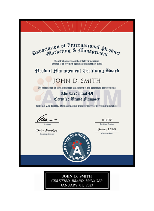 AIPMM Certification Plaque